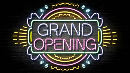 Obraz premium Neon Grand Opening Sign with Dynamic Glow