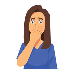 Scared Woman Face Vector Illustration