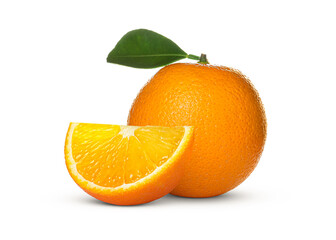 Fresh juicy oranges isolated on white. Citrus fruit