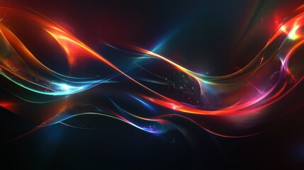 Fototapeta premium Abstract Glowing Lines on Dark Background, Swirling Energy Wave.