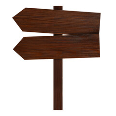 Wooden signpost with arrow-shaped pointers isolated on white