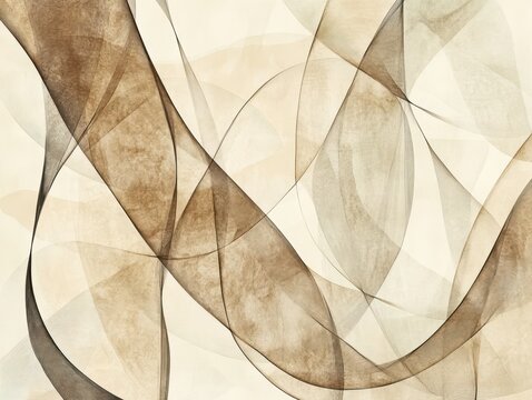 Abstract Geometric Brown and Beige Lines on Light Background, Textured Minimalist Design.