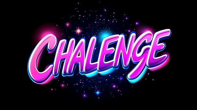 Bold Neon Pixel Art Challenge Text Graphic
