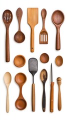 A Collection of Exquisite Wooden Kitchen Utensils, Perfect for a Rustic Kitchen