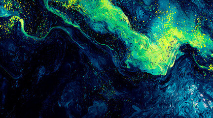Fototapeta premium Black dark blue green emerald petrol teal lime yellow white abstract background. Color gradient ombre blend. Line stripe. Bright light flash glow glitter neon metallic. Noise grain mesh
