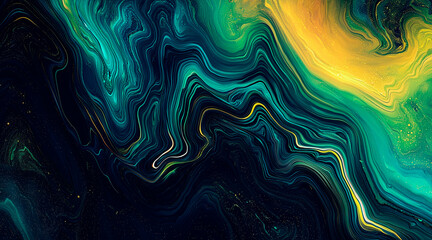 Black dark blue green emerald petrol teal lime yellow white abstract background. Color gradient ombre blend. Line stripe. Bright light flash glow glitter neon metallic. Noise grain mesh