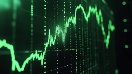 Fototapeta premium Economic growth graph: creative abstract modern 3D background in green tones with futuristic design elements, symbolizing innovation, progress, and sustainability in financial and economic development