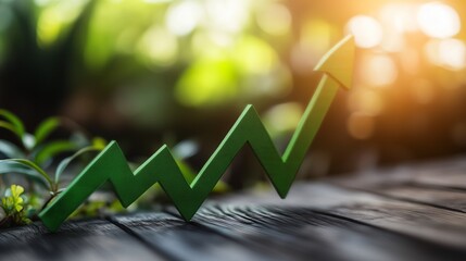 Economic growth graph: creative abstract modern 3D background in green tones with futuristic design elements, symbolizing innovation, progress, and sustainability in financial and economic development