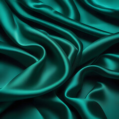 Obraz premium Smooth elegant green silk or satin luxury cloth texture background.