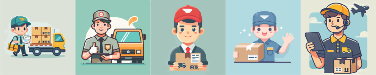A collection of vectors of a package delivery person