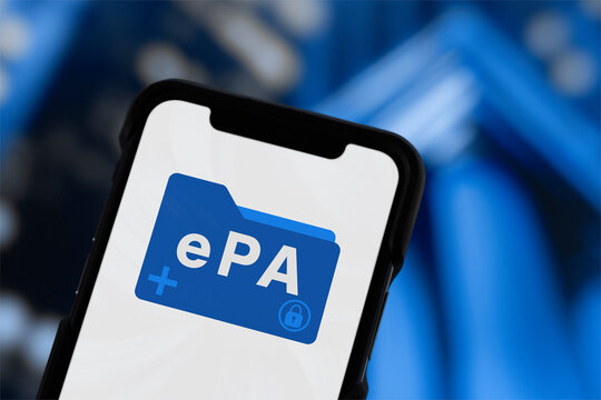 Guilherand-Granges, France - January 27, 2025. ePA (Elektronische Patientenakte) is Germany's electronic patient record system, enabling secure access to medical records and healthcare data.