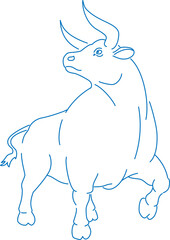 Taurus zodiac line drawing. Bull silhouette illustration