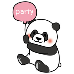 パーティーの風船を持っているパンダ