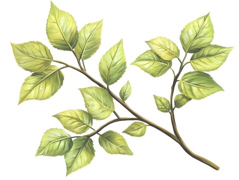 green leaves isolated on white