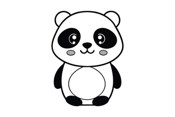 Fototapeta premium A cartoon line art drawing of a shy panda.eps