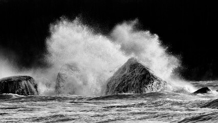 Stormy sea with crashing waves