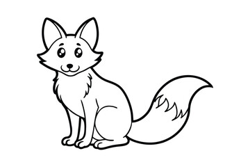 A cartoon line art drawing of a curious fox.eps