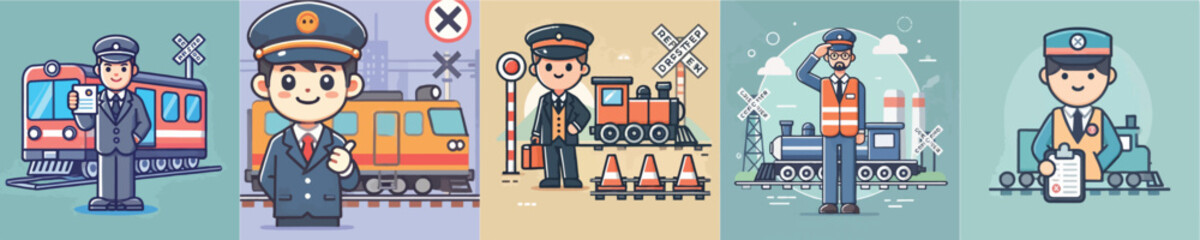 Train driver vector collection