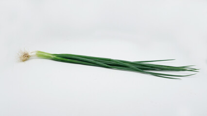 fresh leek or daun bawang on a white background
