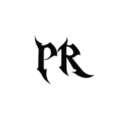 PR monogram logo design letter text name symbol monochrome logotype alphabet character simple logo