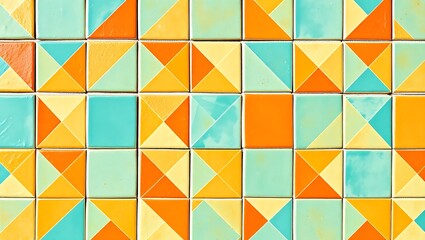 Vibrant orange and blue geometric abstract tile pattern ideal for modern backgrounds stylish decor digital designs and contemporary artistic compositions