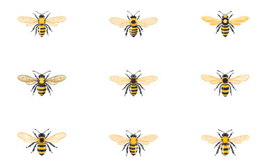 honey bee hand drawn with nine style
