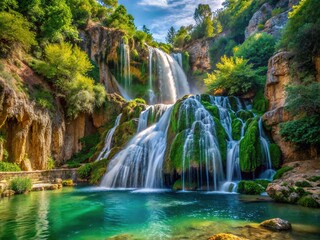 Montanejos Waterfall, Valencia, 2021:  Stunning cascading water.