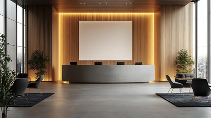 A blank poster frame on the wall of an office