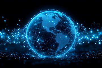 Obraz premium Digital Earth Network Concept for Technology and Innovation Design