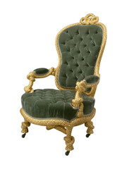 Green Velvet Armchair with Gold Rope by A. M. E. Fournier