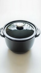 Stylish Black Ceramic Cooking Pot with Glass Lid - Perfect for Culinary Creations