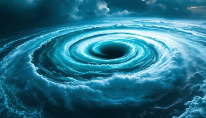 Ocean Vortex Digital Art Dark Blue Clouds Swirling Abyss