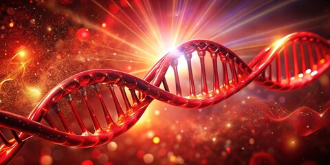 Red DNA Molecules on a Dynamic Background - High Resolution Art