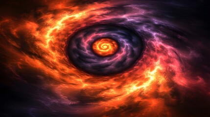 Fototapeta premium Fiery Cosmic Vortex Swirling Nebula Abstract Art