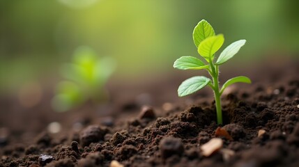 Seedling in Soil with Nature, Growth, and Sunlight 