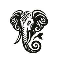 Obraz premium Elephant Vector Illustration Black and White