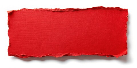 Torn red paper, a vibrant landscape, captured in a photograph.