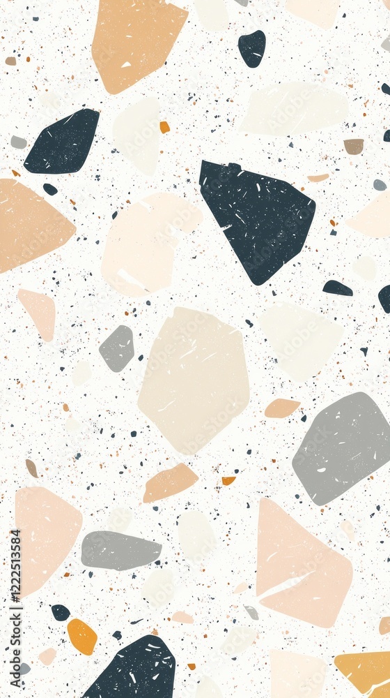Poster Diverse shapes and soft colors come together to form a stunning terrazzo pattern, creating a captivating visual experience filled with texture and design elegance