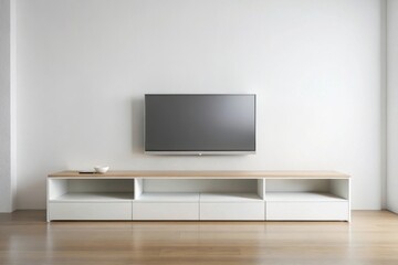 Modern minimalist living room entertainment center with flat screen television