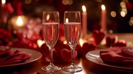 Romantic candlelit dinner, Generative AI,