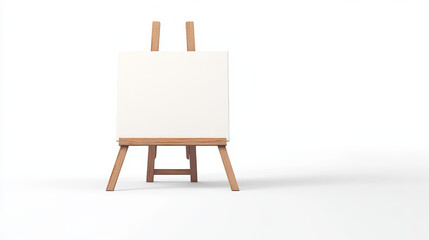 Easel blank stand frame mockup for painting vector. Isolated 3d wooden tripod for picture. Empty artist exhibition space equipment set on white background. Different creative studio object bundle
