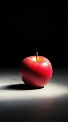 A Vibrant Red Apple Under Studio Lighting: A Simple Yet Striking Still Life