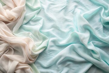 Elegant Draped Fabric in Soft Pastel Hues A Textured Background of Smooth, Flowing Material