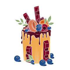 Birthday Cakes. Birthday Party Elements vector illustration. Sweet bakery, poster with cakes made of cream and biscuit, berries and chocolate, strawberries and blueberries, isolated.