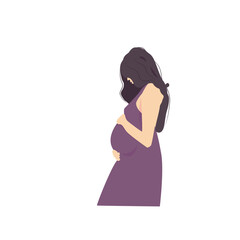 Pregnant woman, future mom,  concept illustration in cute vector style. Healthcare, pregnancy. Flat vector illustration isolated on white.