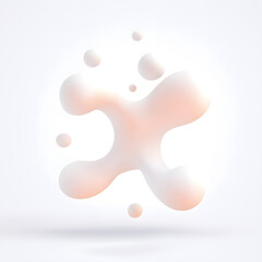 White Organic metaball shape 3d illustration isolated on white background