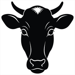 Cow head silhouette vector illustration on white background 