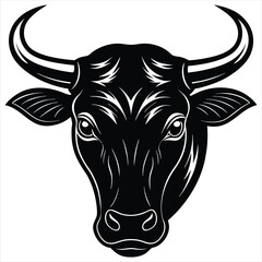 Cow head silhouette vector illustration on white background 