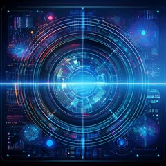 Obraz premium Futuristic Technology Interface with Glowing Holographic Elements – Abstract Innovation Concept