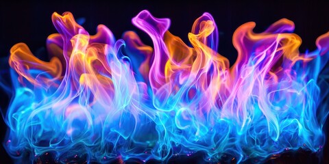 Blue and orange flame with a purple and yellow flame